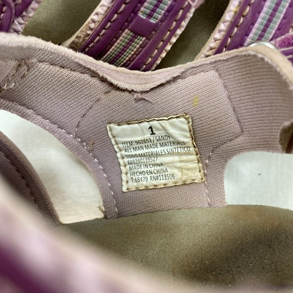 Khombu Sandy Closed Toe Water Sandals Purple/Gray Girls Size 1 Hook & Loop Strap - Picture 8 of 9